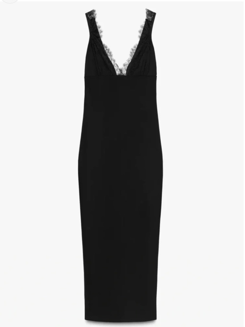 NWT Zara Black Lace V-Neck Slip Midi Dress Fitted Silhouette Sz M - Picture 14 of 16